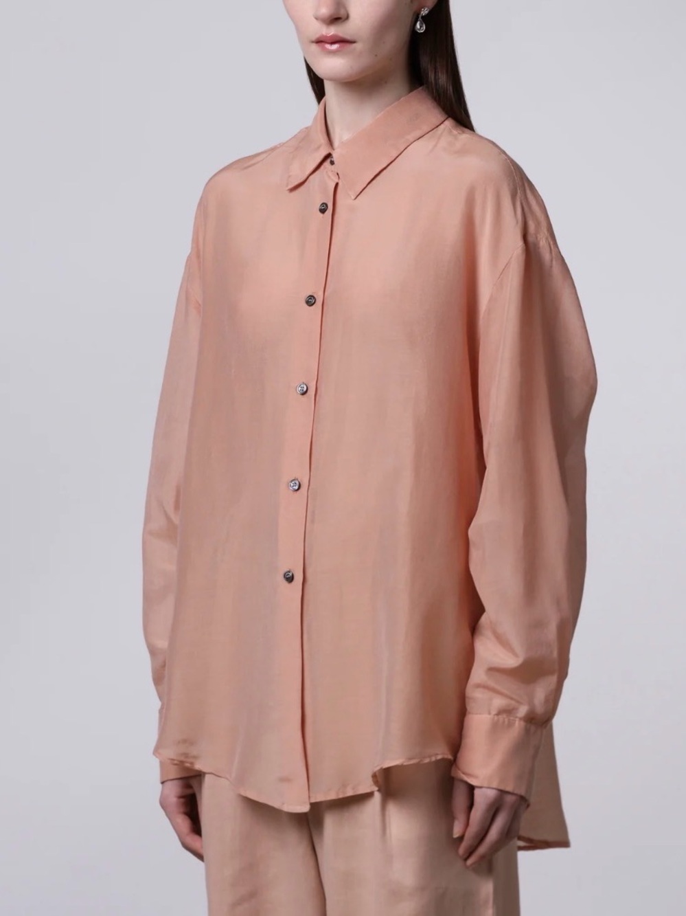 Adrienne Landau Peach Lyocell Button-Up Blouse
